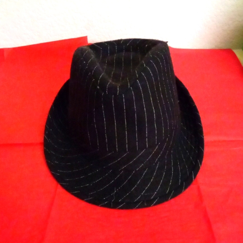 Unisex Black Pinstripe Fedora